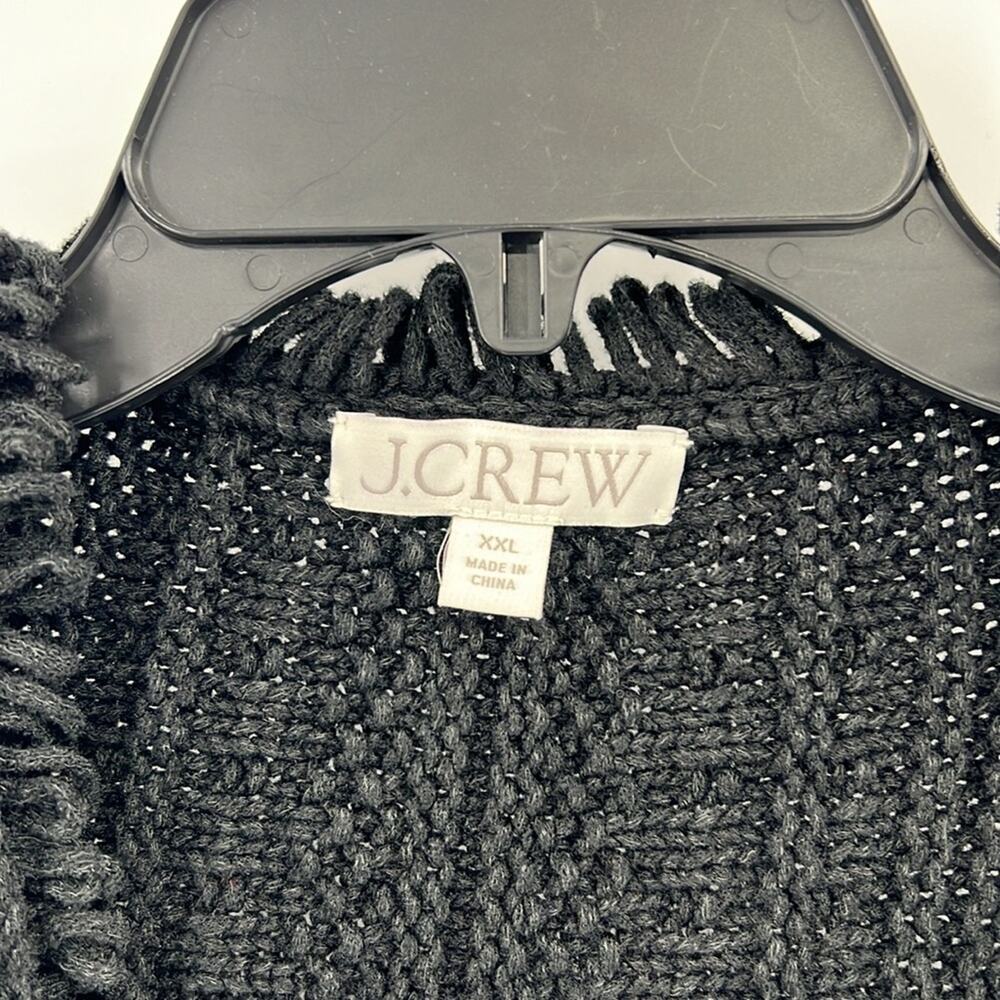J. Crew Women's Textured Cable-Knit Lady Jacket with fringe - Black - XXL - Picture 4 of 8